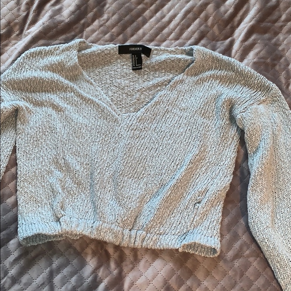 blue gray crop top sweater